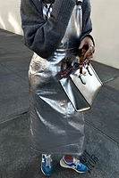 Thumbnail for caption_Model wears Silver Pinafore Dress in UK size 8/ US 4