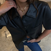 Thumbnail for Black Vegan Leather Lizzie Shirt