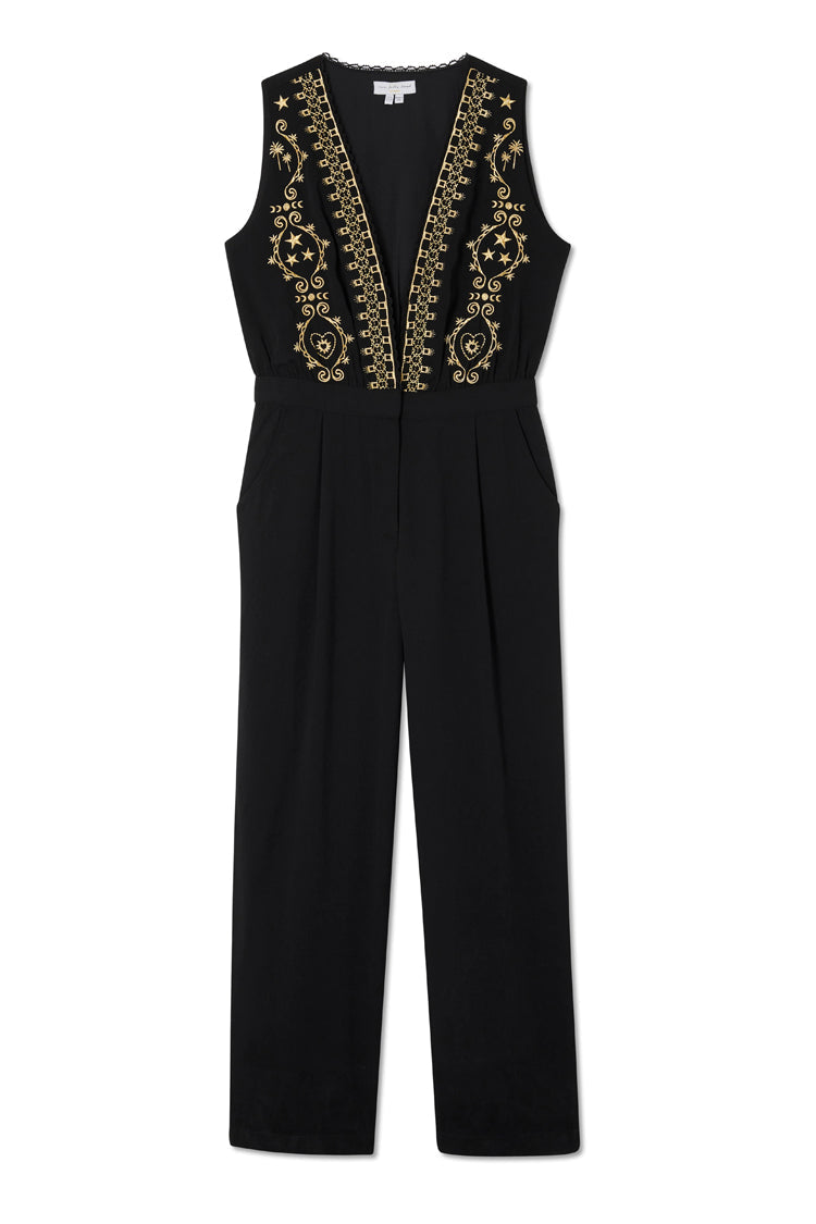 Black Embroidered Jumpsuit Petite