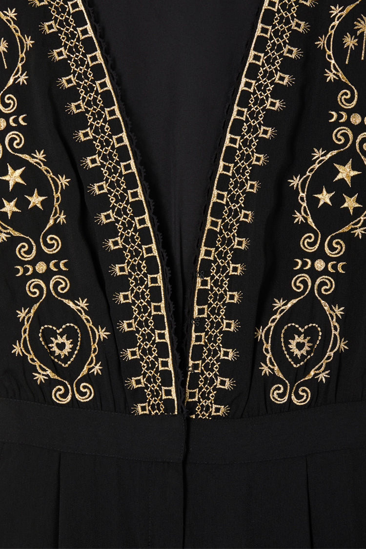 Black Embroidered Jumpsuit Petite