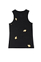 Black Ribbed Tank Top With Fish Gold Fleck