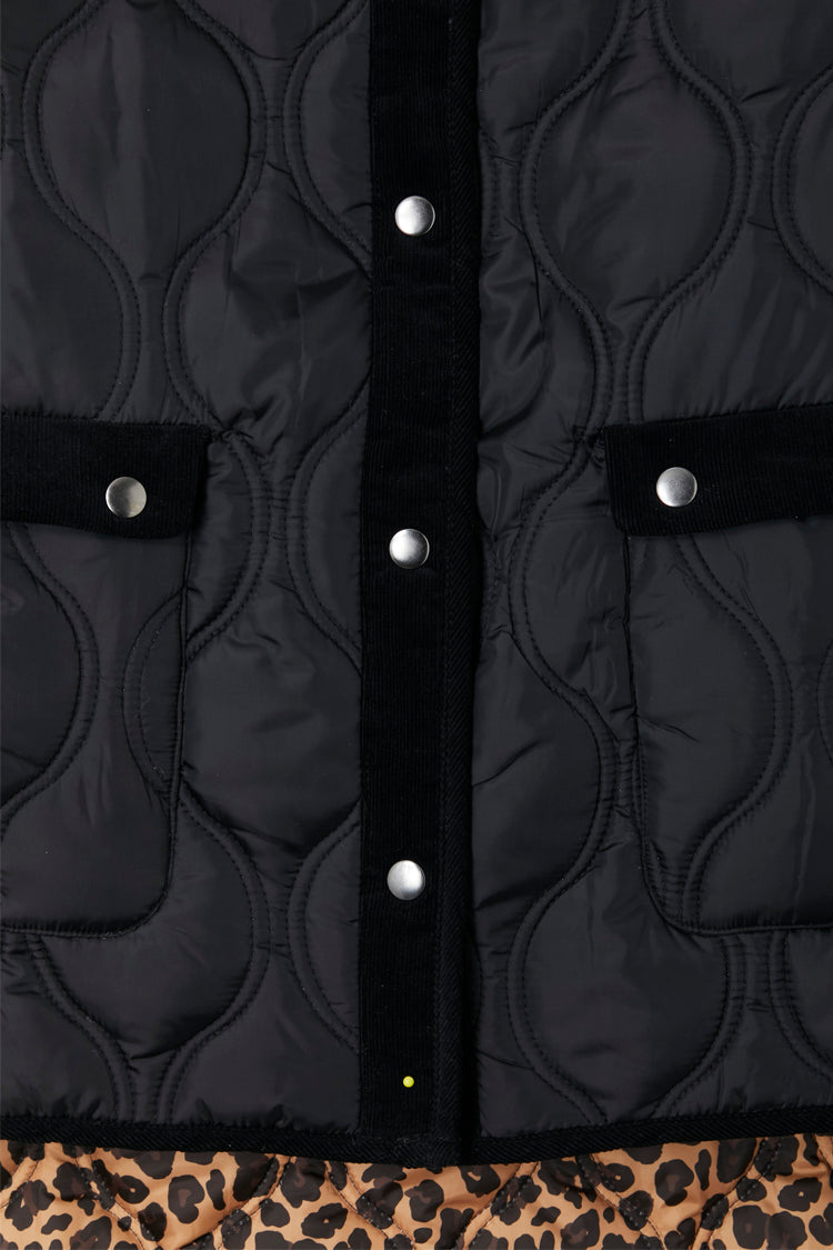 cut out of Black And Leopard Multi-Wear Jacket