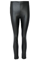 Thumbnail for Black Vegan Leather Ponte Leggings