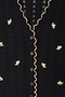 Black Pointelle Knit Cardigan With Gold Fish