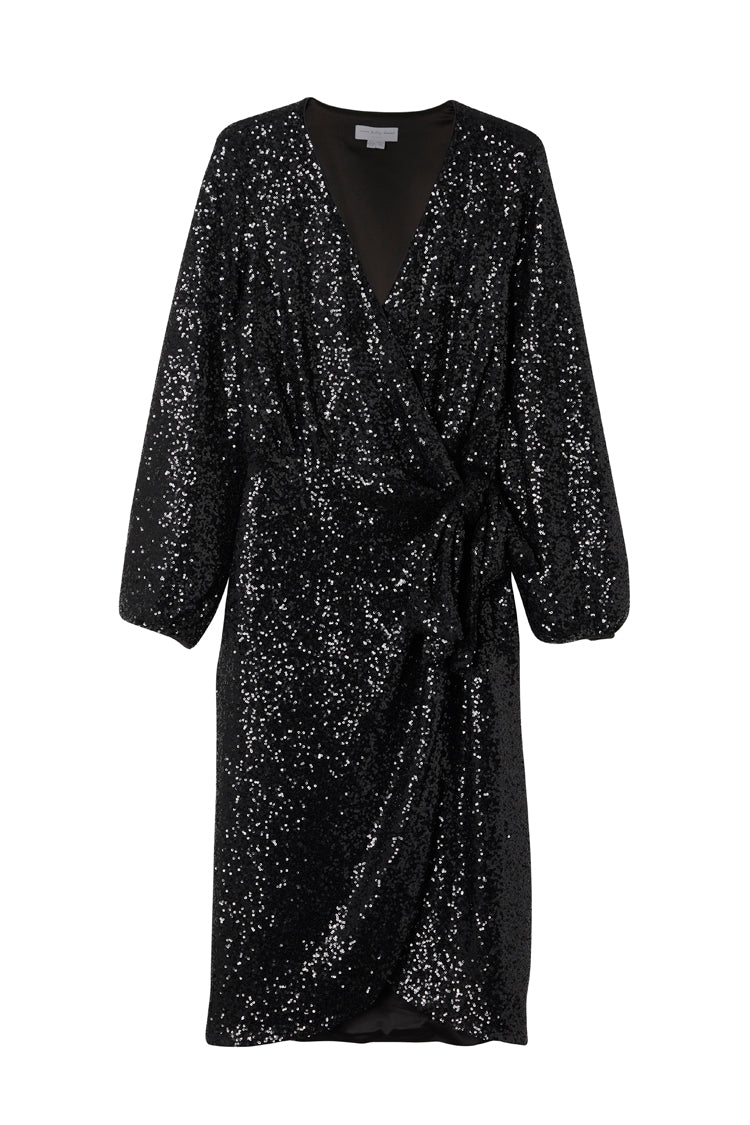 Black Sequin Vienna Wrap dress