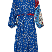 Thumbnail for Blue Bandana Clash Brooklyn Wrap Dress Petite