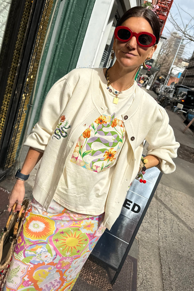 Cream Abstract Snake T-shirt