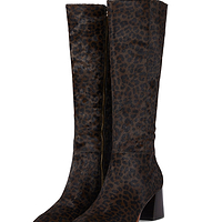 Thumbnail for Leather Chocolate Leopard Knee High Boot