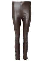 Thumbnail for Chocolate Vegan Leather Ponte Leggings