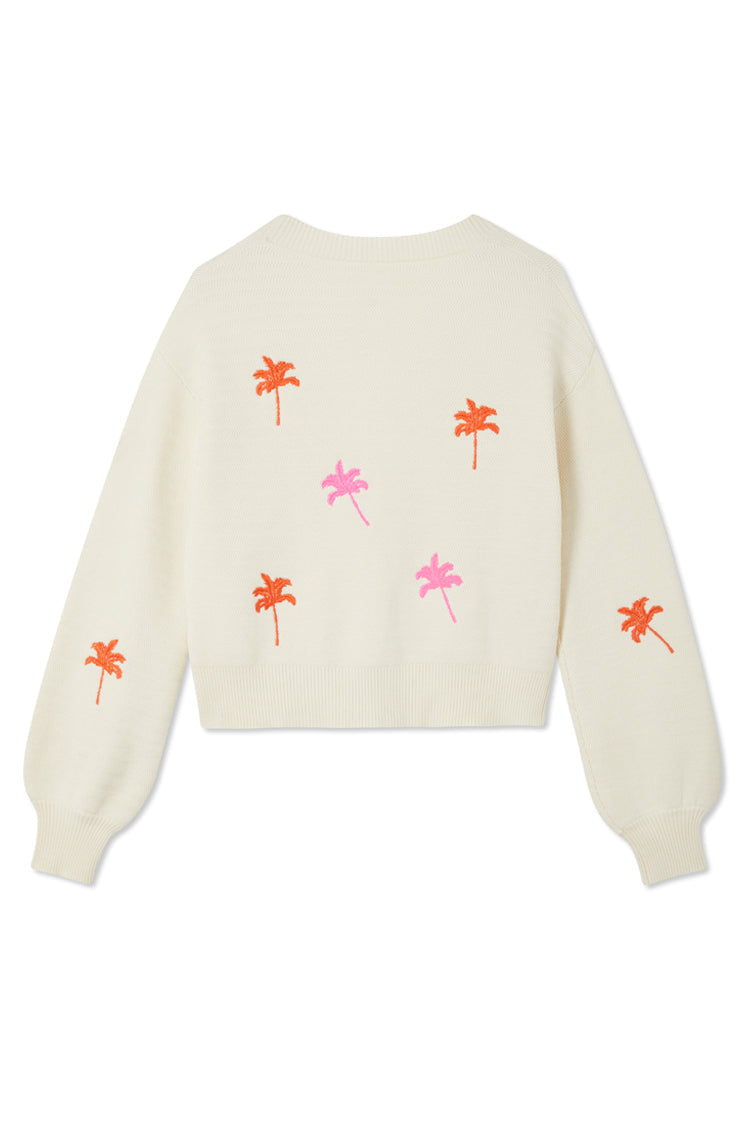 Cream Cardigan With Embroidered Palm