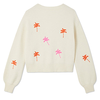 Thumbnail for Cream Cardigan With Embroidered Palm