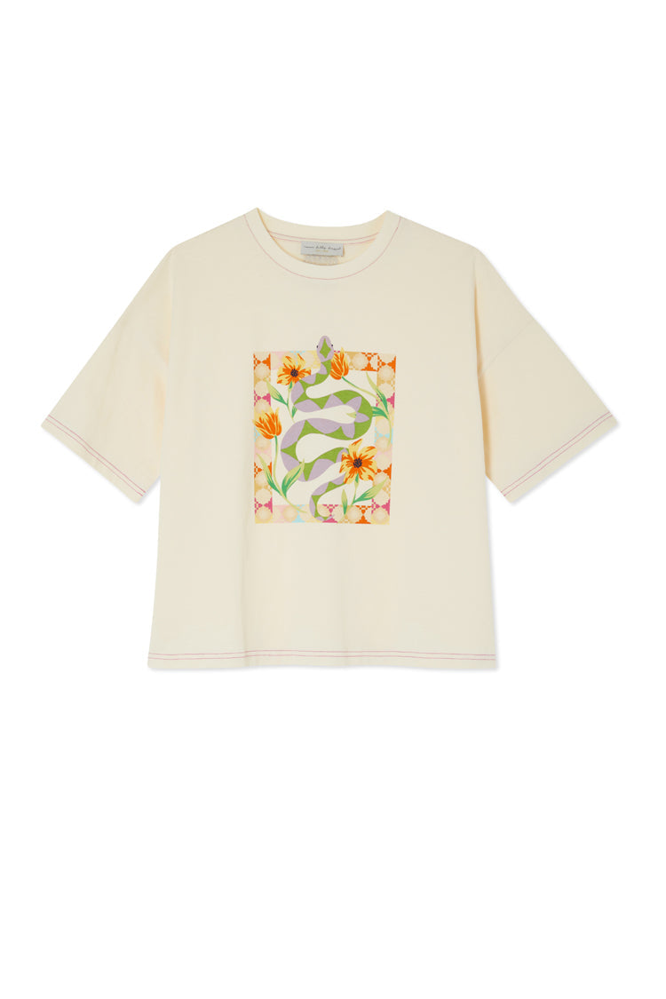 Cream Abstract Snake T-shirt