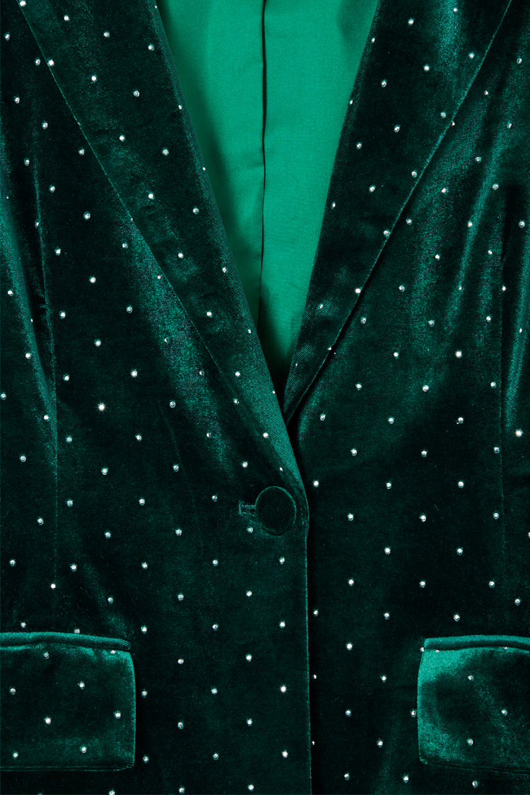 Close up of Emerald Velvet Quinn Blazer
