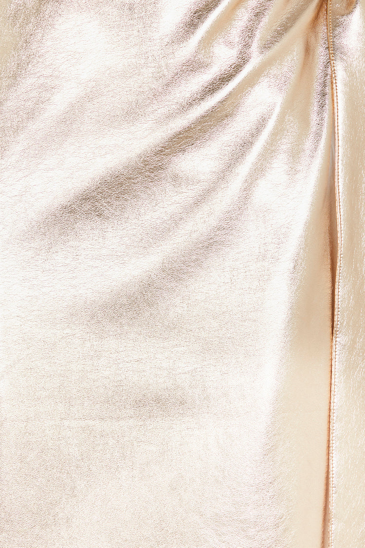 Close up of gold vegan leather