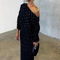Thumbnail for caption_Model wears Multi Spot Long Sleeve Tilly Dress in UK 8 / US 4