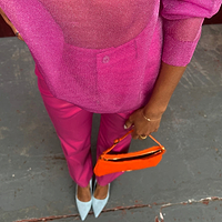 Thumbnail for Magenta Vegan Leather Trouser