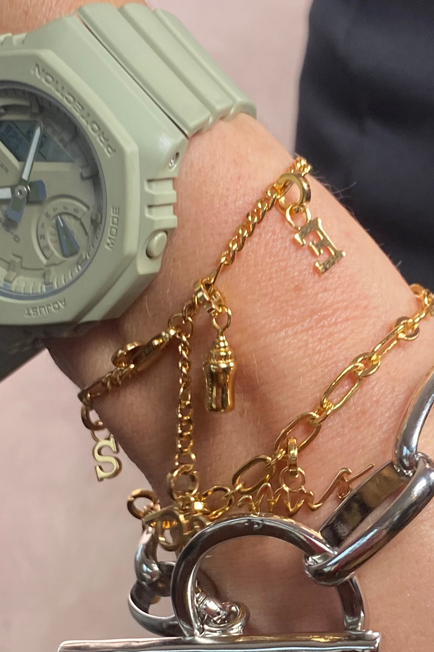 Gold Plated Baby Bottle Charm