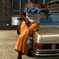 Thumbnail for Model wearing Orange Sea life Portrait Skirt