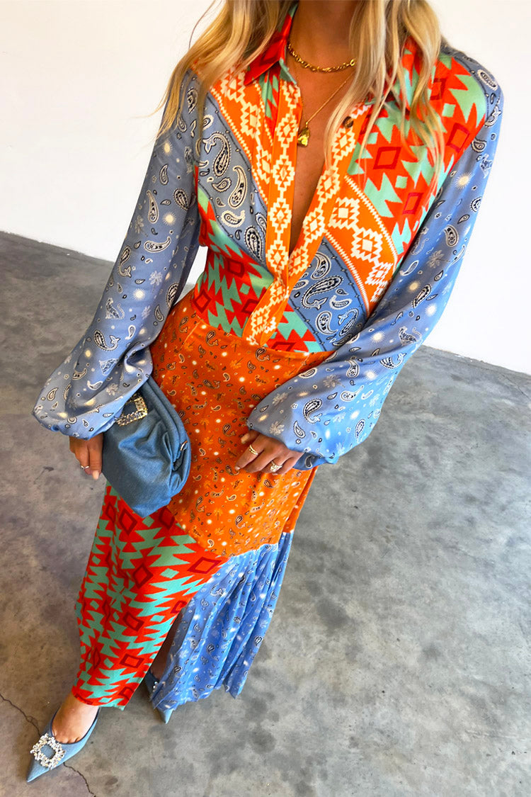 model wearing Blue Clash Effie Shirt Dress