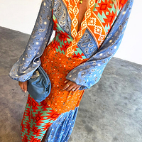 Thumbnail for model wearing Blue Clash Effie Shirt Dress