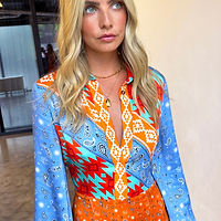 Thumbnail for model wearing Blue Clash Effie Shirt Dress
