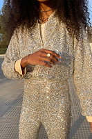 Thumbnail for Model wearing Sequin Flared Trousers 