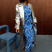 Thumbnail for Model wearing Silver Vegan Leather Trench