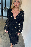 Thumbnail for Black Celia Plisse Dress Petite