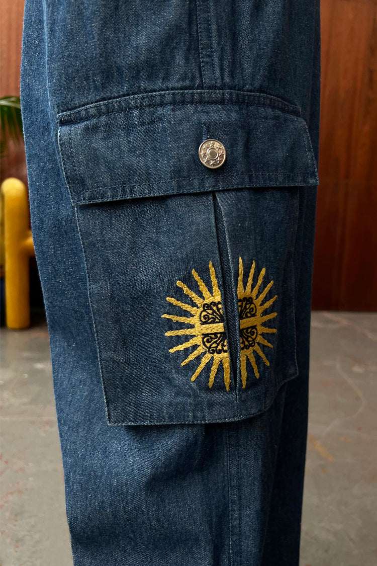 Model wearing Denim Mystical Cargos 