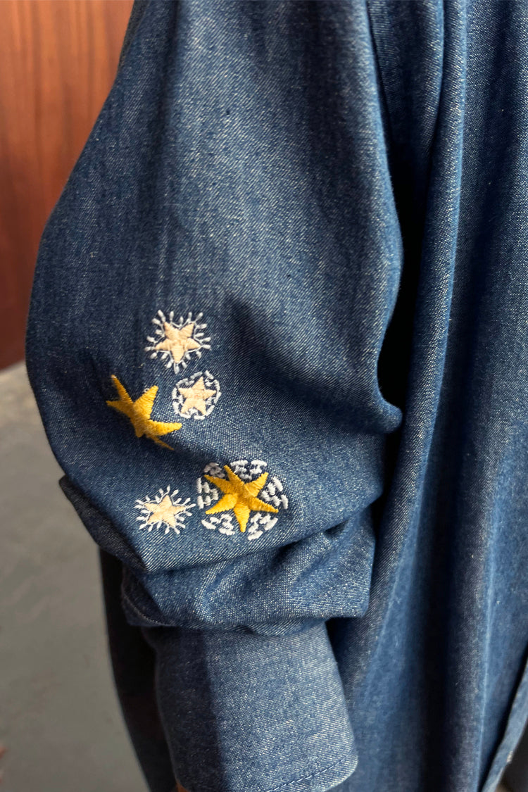 Close up of Denim Mystical Nami Shirt