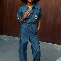 Thumbnail for Model wearing Denim Mystical Nami Shirt