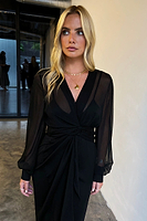 Thumbnail for caption_Model wears Black Sheer Midaxi Vienna Dress in UK 8 / US 4