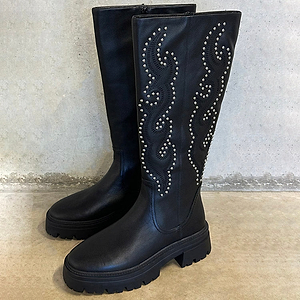 Leather Black Studded Boot