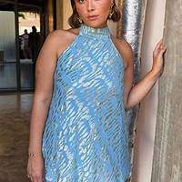 Thumbnail for Blue Jacquard Alysa Top