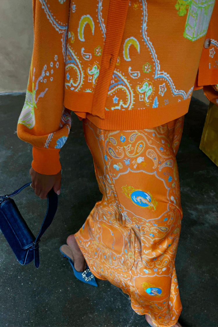 Model wearing Orange Sea life Portrait Skirt