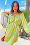 Blue Palm Mini Swirl Dress