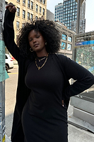 Thumbnail for caption_Model wears Black Monaco Cardigan  in UK size 18/ US 14