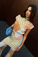 Thumbnail for Model wearing Geo Patchwork Plisse Tunic