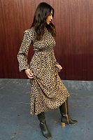 Thumbnail for caption_Model wears Leopard Swedish Dress in UK 8 / US 4