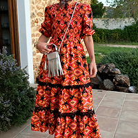 Thumbnail for Model wearing Red Rodeo Midi Dress standing facing the camera