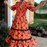 Thumbnail for Model wearing Red Rodeo Midi Dress standing facing the camera