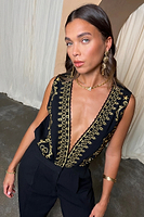 Thumbnail for Black Embroidered Jumpsuit Petite