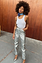 Silver Vegan Leather Trouser