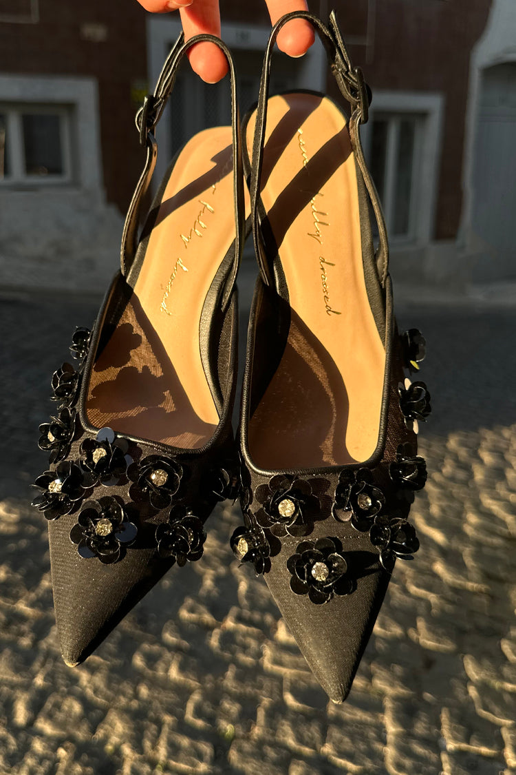 Black Bead Bimba Slingback Shoes