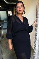 Thumbnail for caption_Model wears Black Sheer Midaxi Vienna Dress in UK 18 / US 14