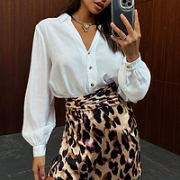 Thumbnail for Model wearing Leopard Mini Jaspre Skirt 