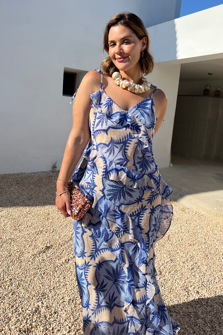 model wearing the Blue Palm Faro Maxi Dress