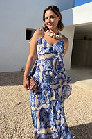 Thumbnail for model wearing the Blue Palm Faro Maxi Dress