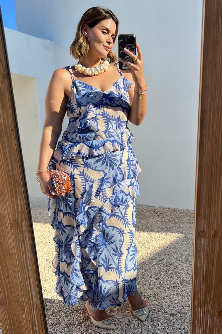 selfies or model wearing the Blue Palm Faro Maxi Dress