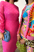 Thumbnail for Model wearing Pink Bon Plisse Dress 